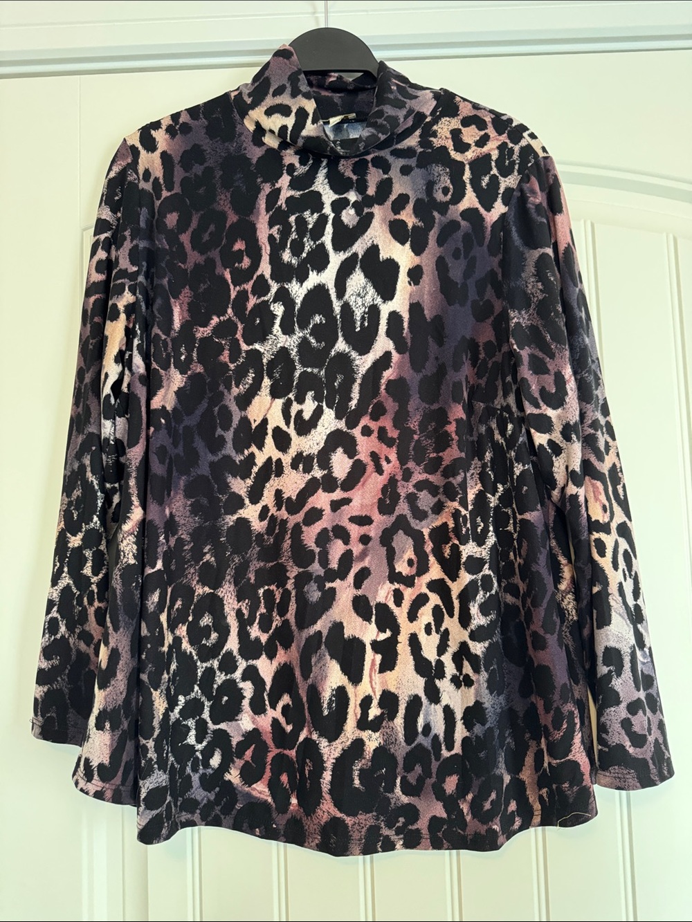 Laura Leopard Print Mock Neck Long Sleeve Top Size 2X - Picture 1 of 3